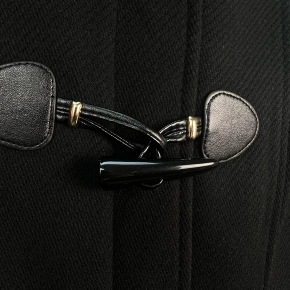 Tommy Hilfiger Hooded Toggle Walker Coat Wool Blend Black SMALL Classic Academia - Picture 3 of 14